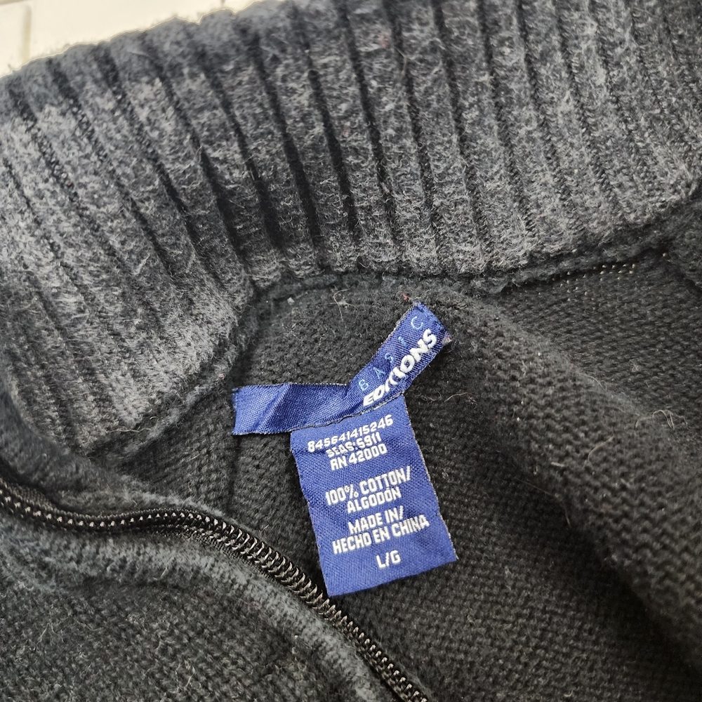 basic edition mens large black sweater - Picture 5 of 6